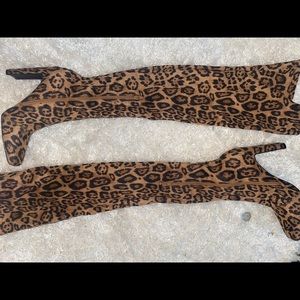 Leopard print thigh high date night heels